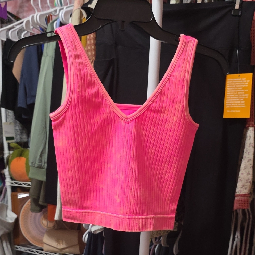 Zenana 2-Way Outfitters Hot Pink Ribbed Bra Top
